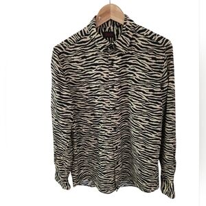 Devil's Advocate Zebra Animal Print Long Sleeve Shirt Size Medium